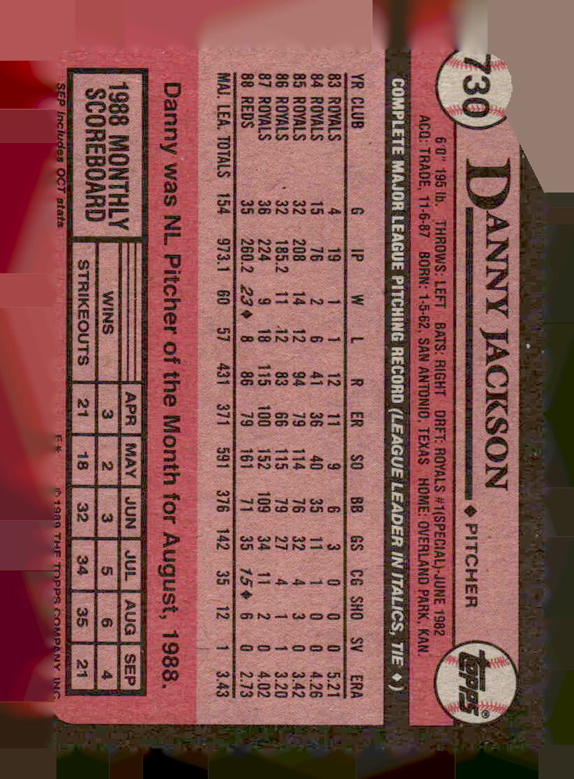 1989 Topps #730 Danny Jackson