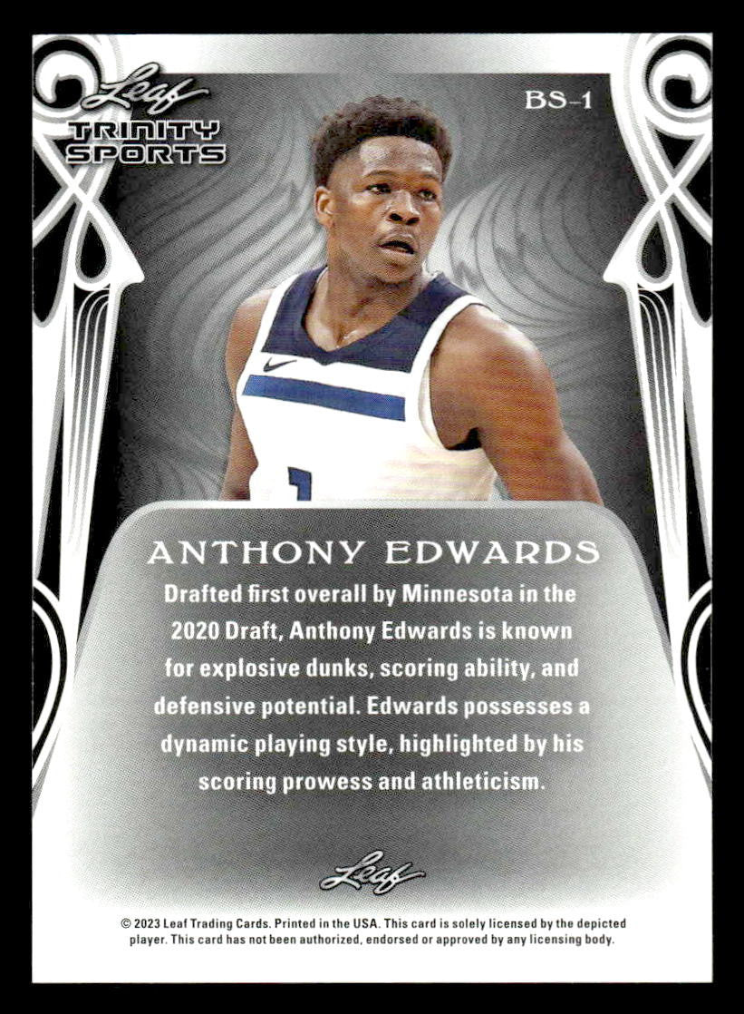 2023 Leaf Trinity #BS-1 Anthony Edwards Base Sports