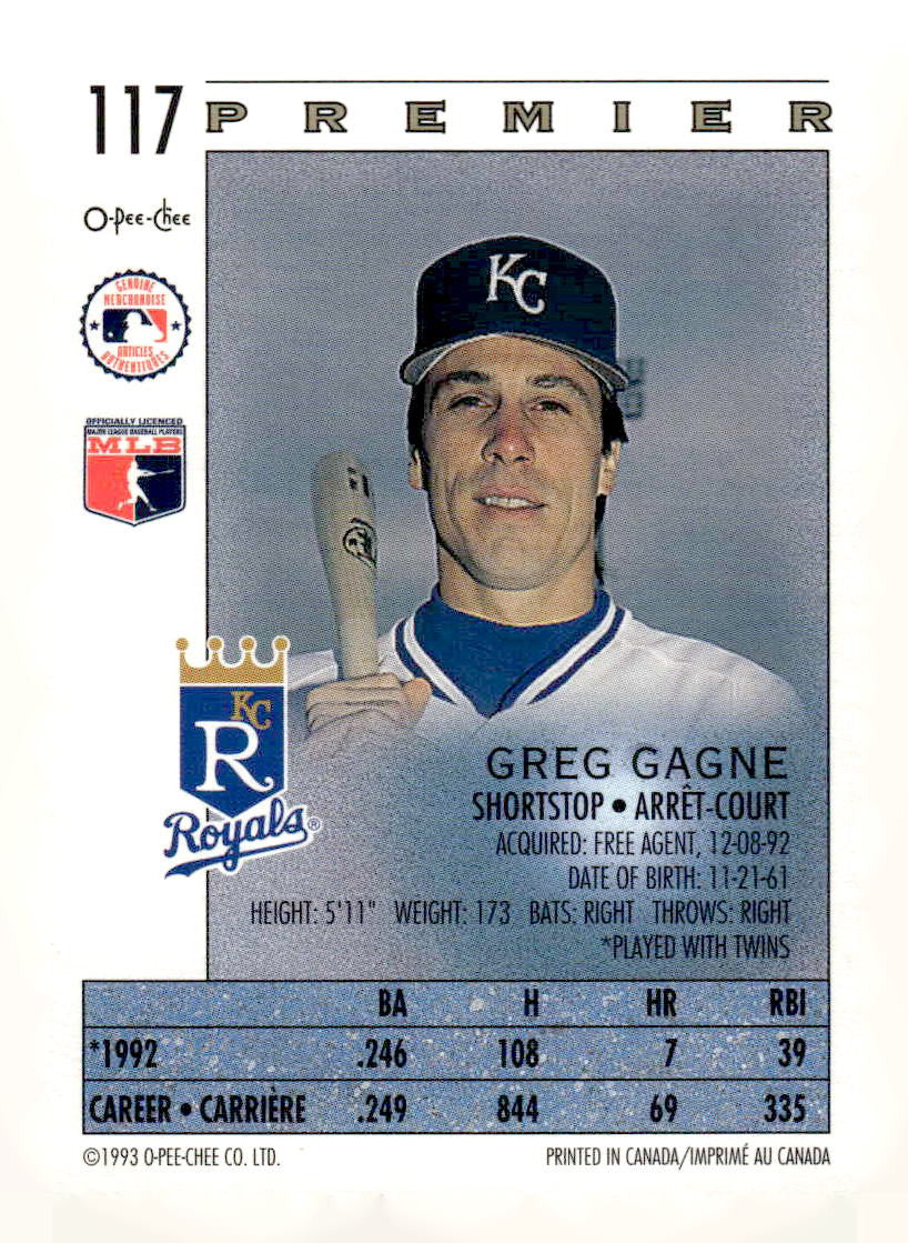 1993 O-Pee-Chee Premier #117 Greg Gagne
