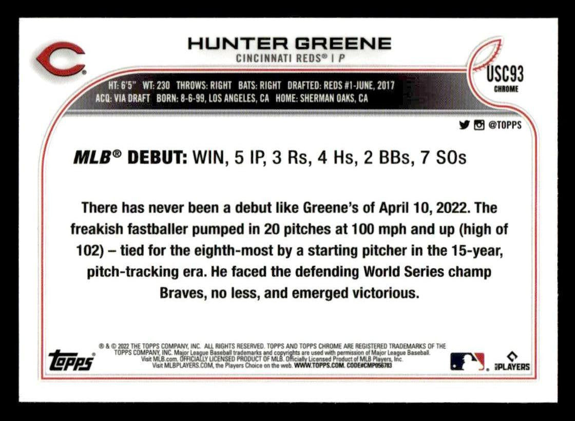 2022 Topps Chrome Update #USC93 Hunter Greene