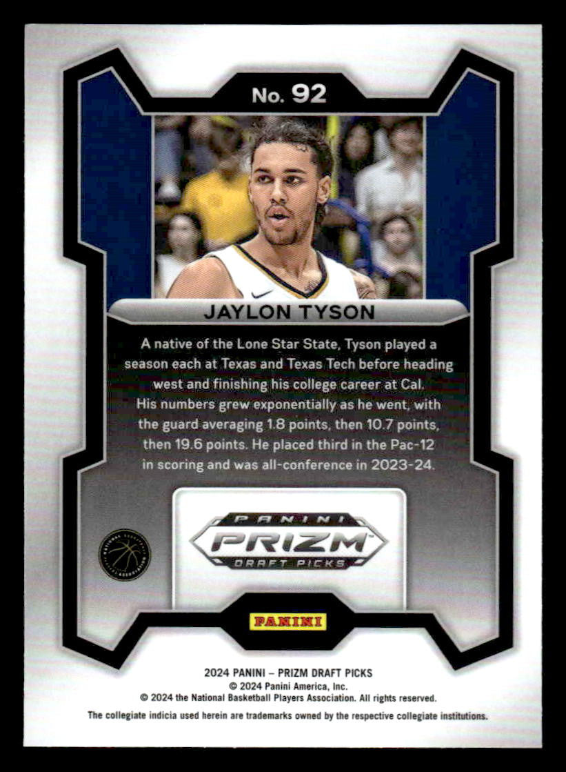 2024 Panini Prizm Draft Picks #92 Jaylon Tyson