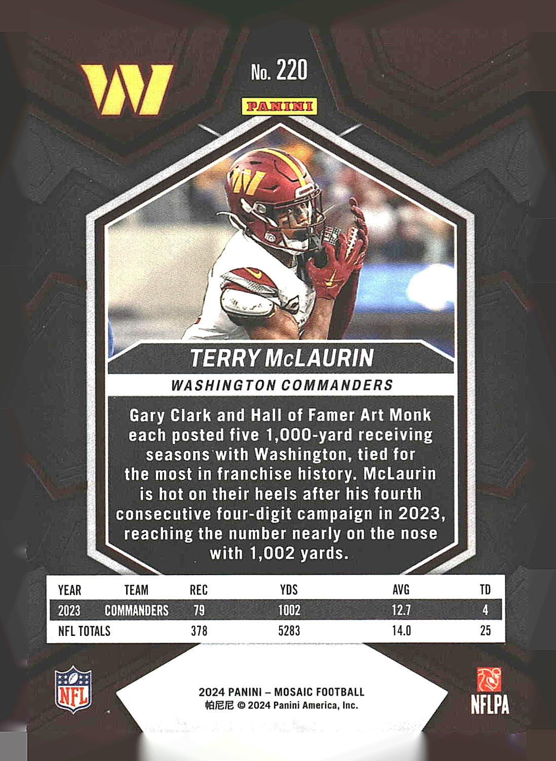 2024 Panini Mosaic #220 Terry McLaurin