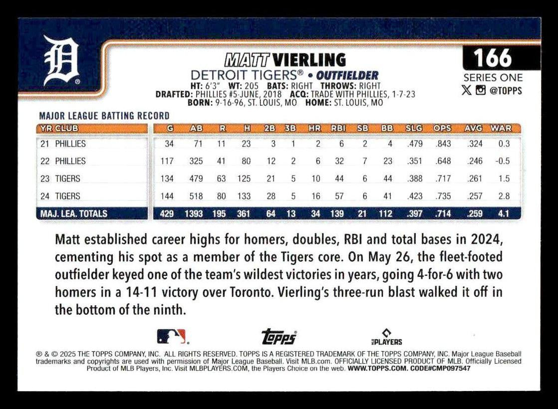 2025 Topps #166 Matt Vierling
