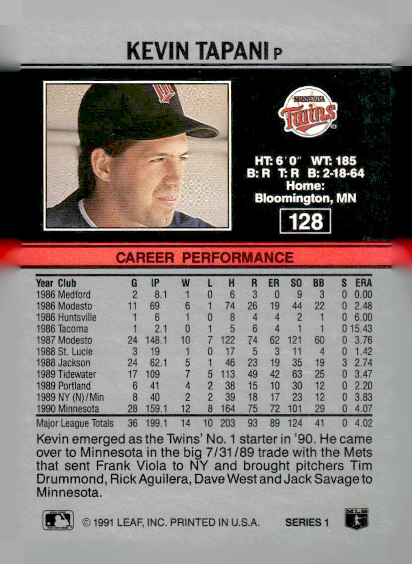 1991 Leaf #128 Kevin Tapani