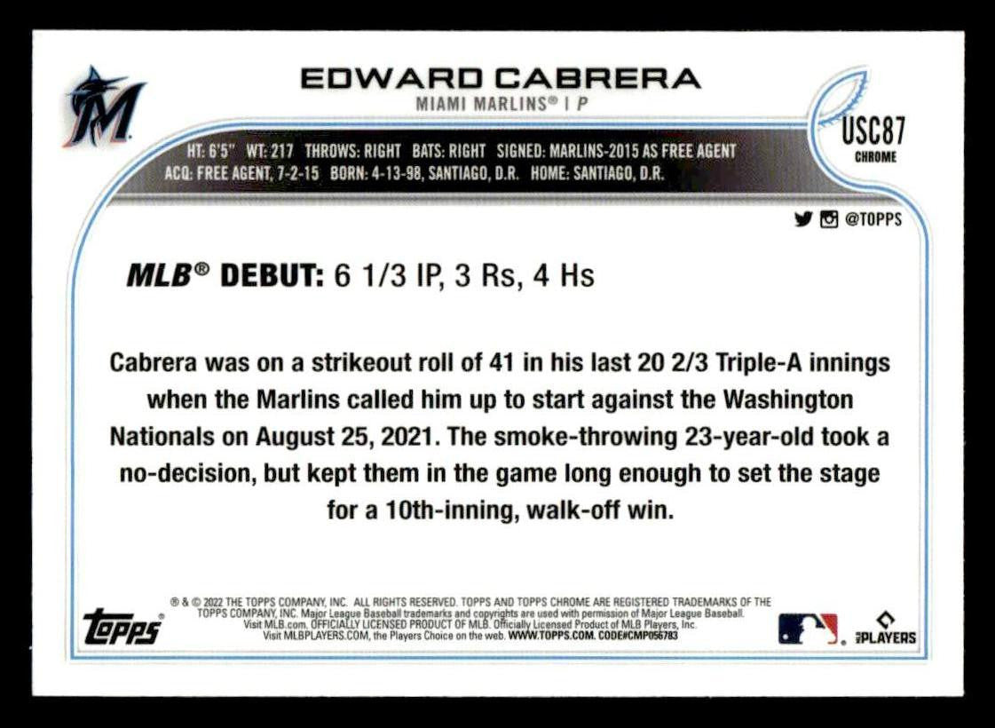 2022 Topps Chrome Update #USC87 Edward Cabrera