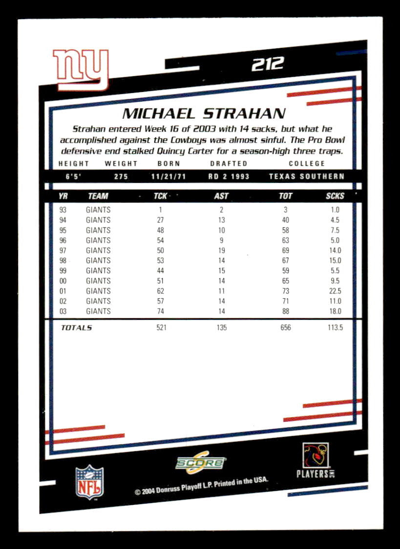 2004 Score #212 Michael Strahan