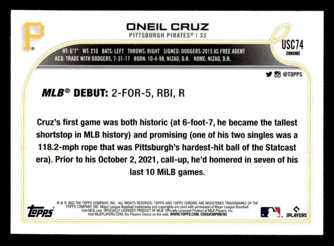 2022 Topps Chrome Update #USC74 Oneil Cruz