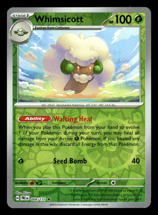 SV: Prismatic Evolutions #008/131 Whimsicott Reverse Holo Rare