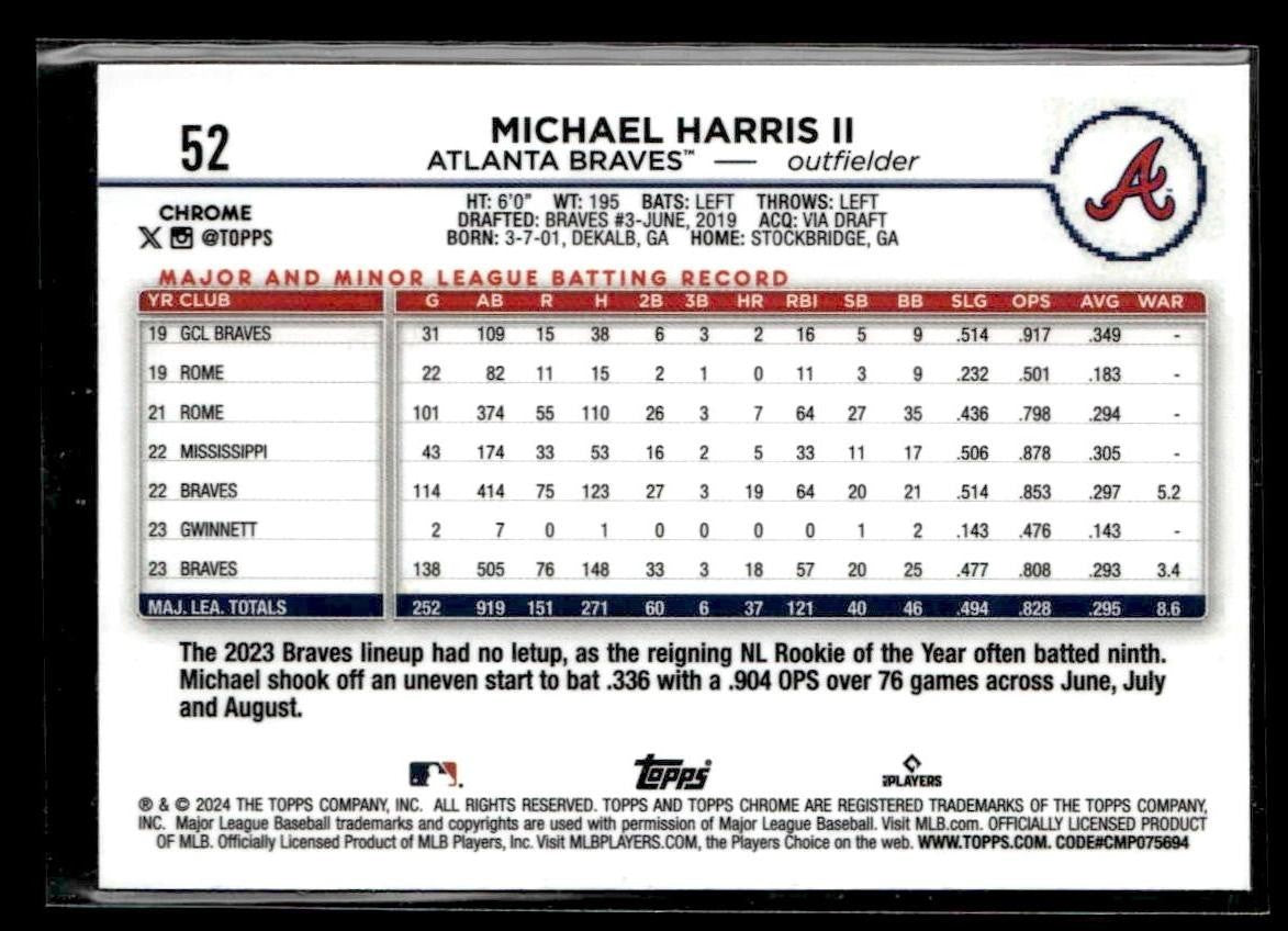 2024 Topps Chrome #52 Michael Harris II Prism Refractors