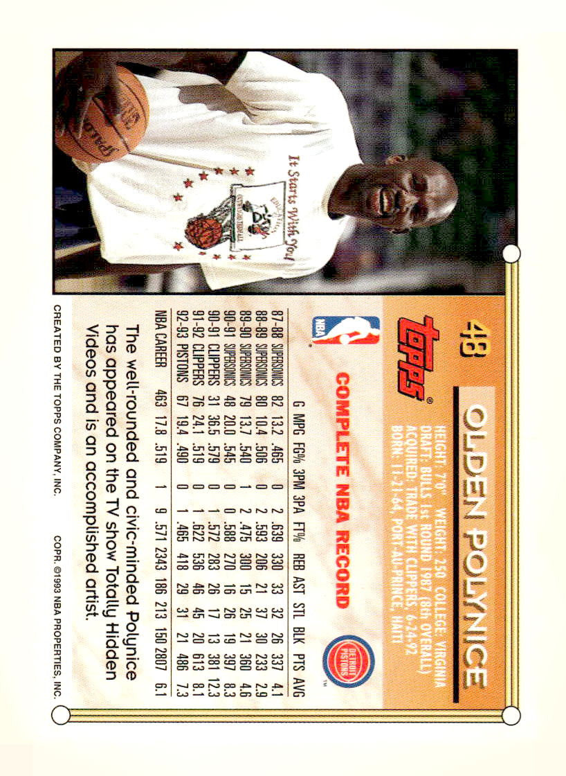 1993-94 Topps #48 Olden Polynice