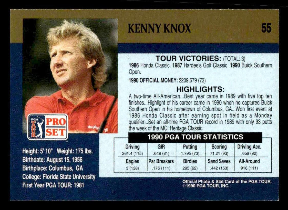 1990 Pro Set PGA Tour #55 Kenny Knox