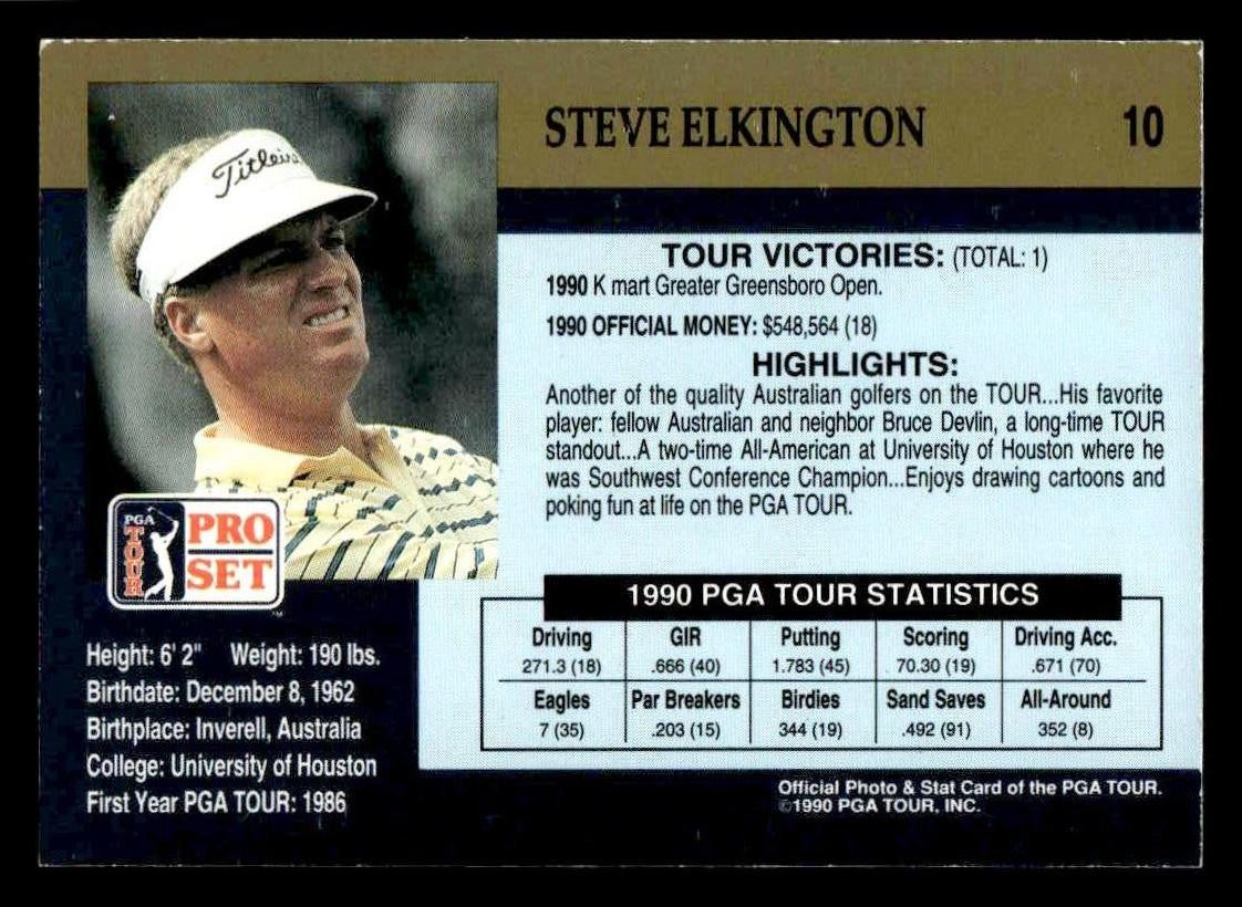 1990 Pro Set PGA Tour #10 Steve Elkington