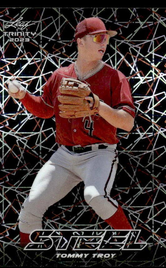 2023 Leaf Trinity #S-75 Tommy Troy Steel Lazer Silver