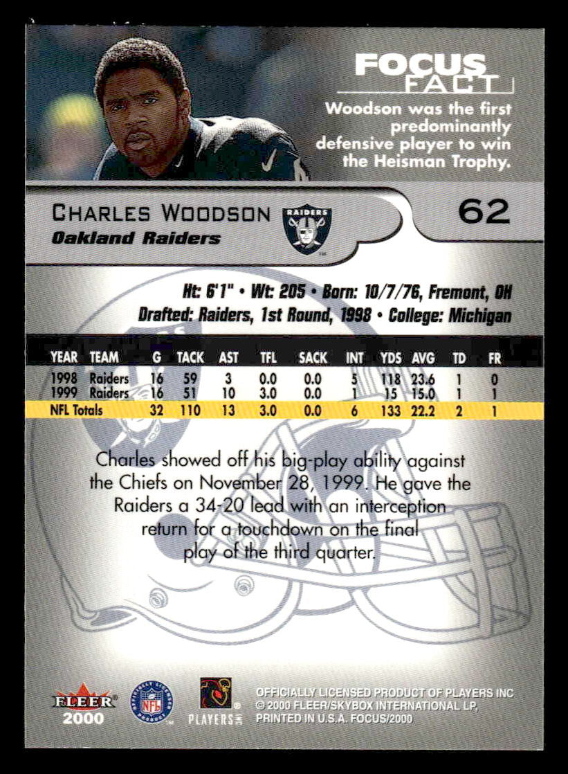 2000 Fleer Focus #62 Charles Woodson