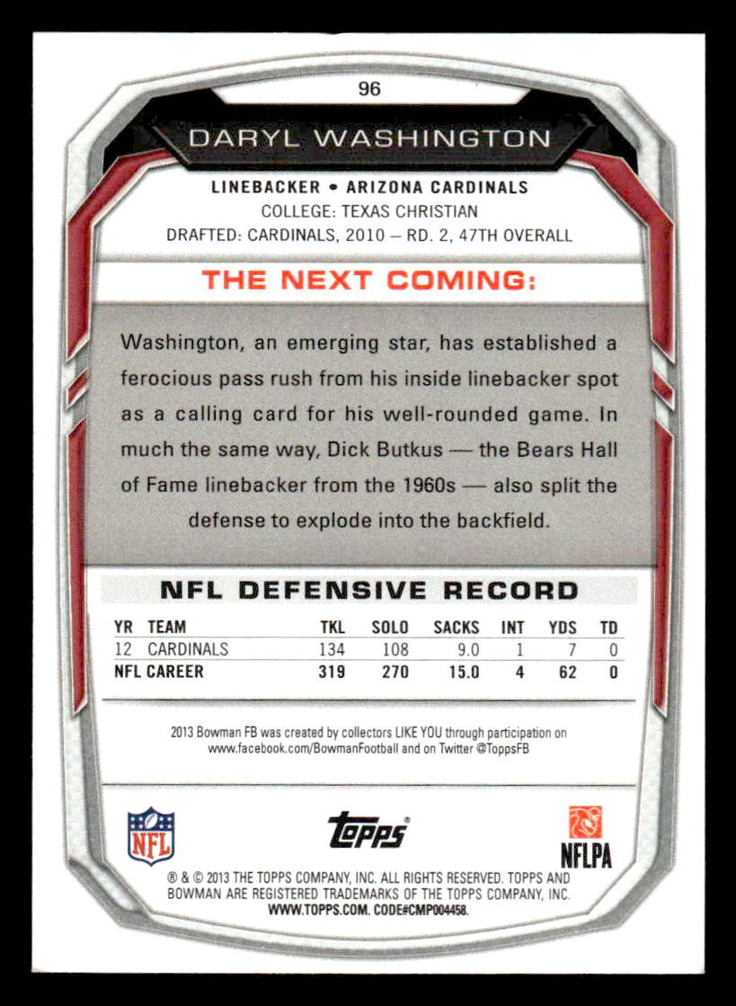 2013 Bowman #96 Daryl Washington
