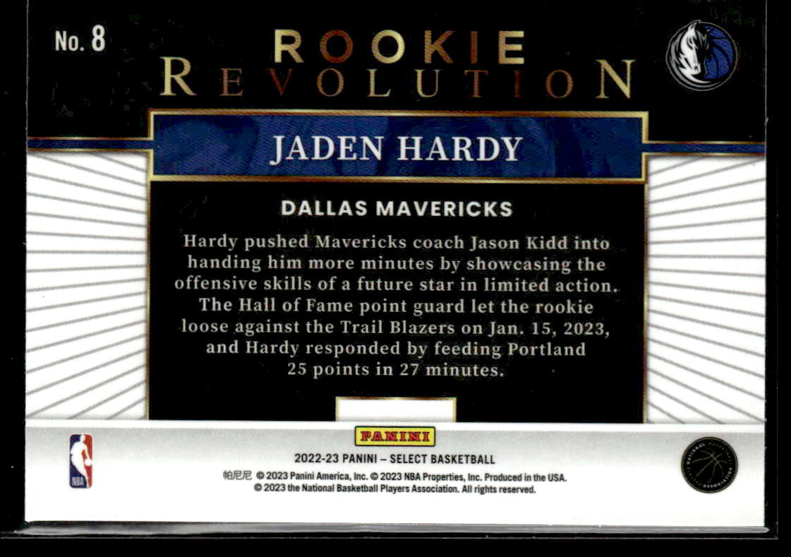 2022-23 Panini Select #8 Jaden Hardy Rookie Revolution