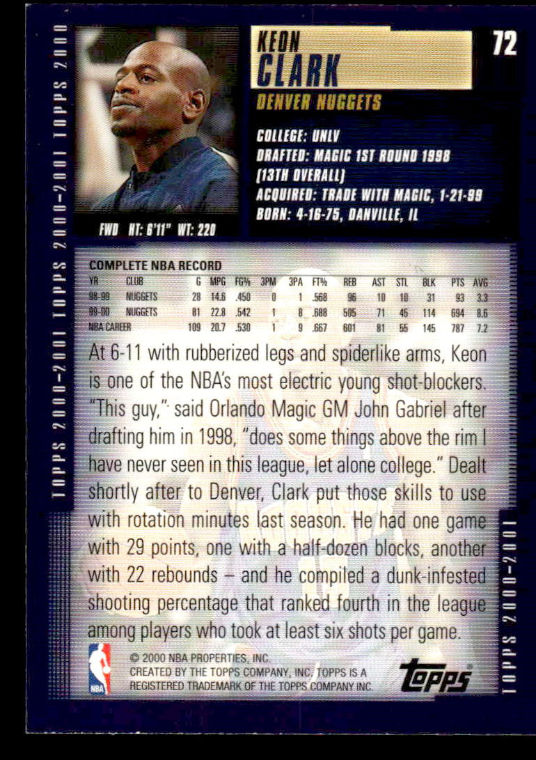 2000-01 Topps #72 Keon Clark