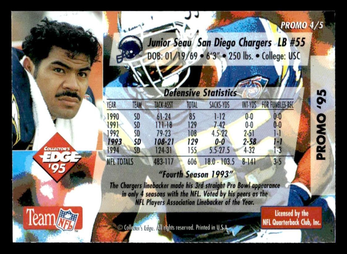 1995 Collector's Edge #4 Junior Seau Junior Seau Promos
