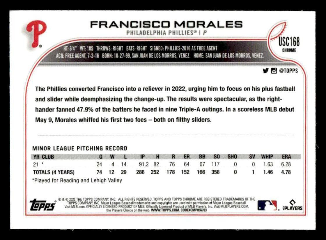 2022 Topps Chrome Update #USC168 Francisco Morales