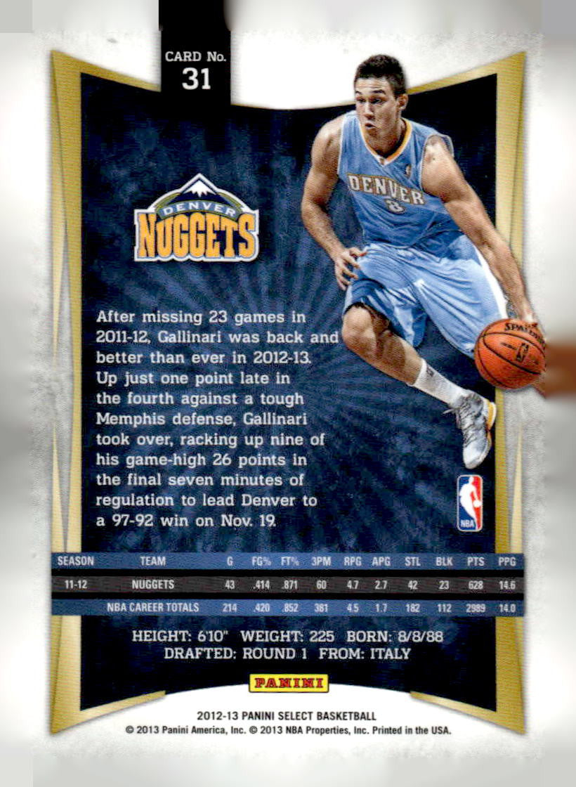 2012-13 Panini Select #31 Danilo Gallinari