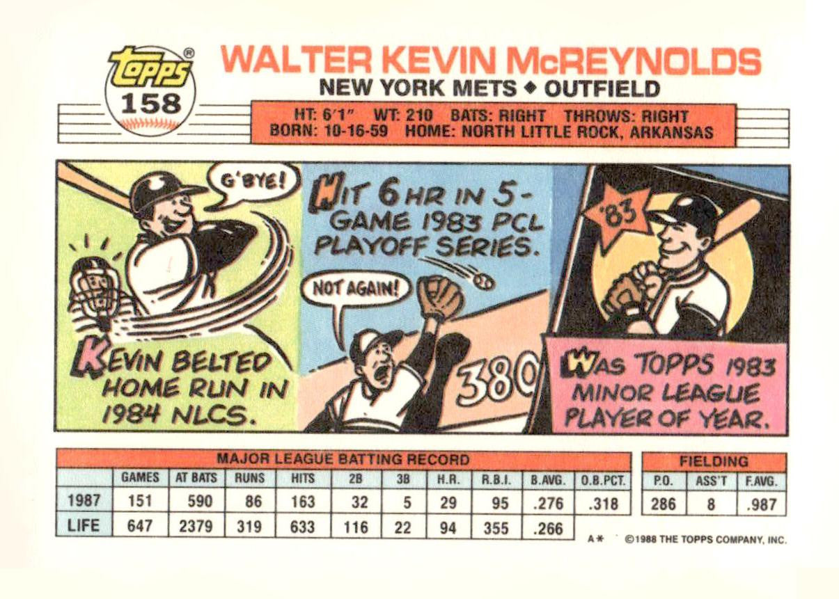 1988 Topps Big #158 Kevin McReynolds