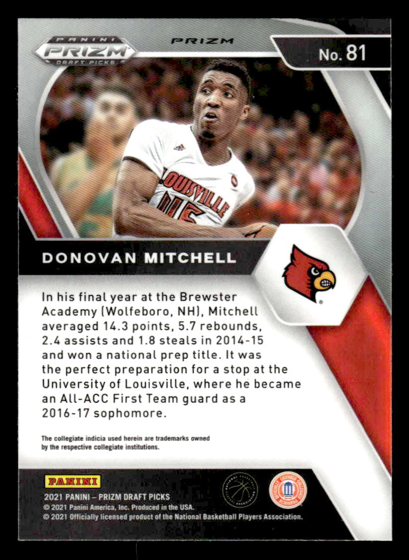 2021 Panini Prizm Draft Picks #81 Donovan Mitchell Red Ice