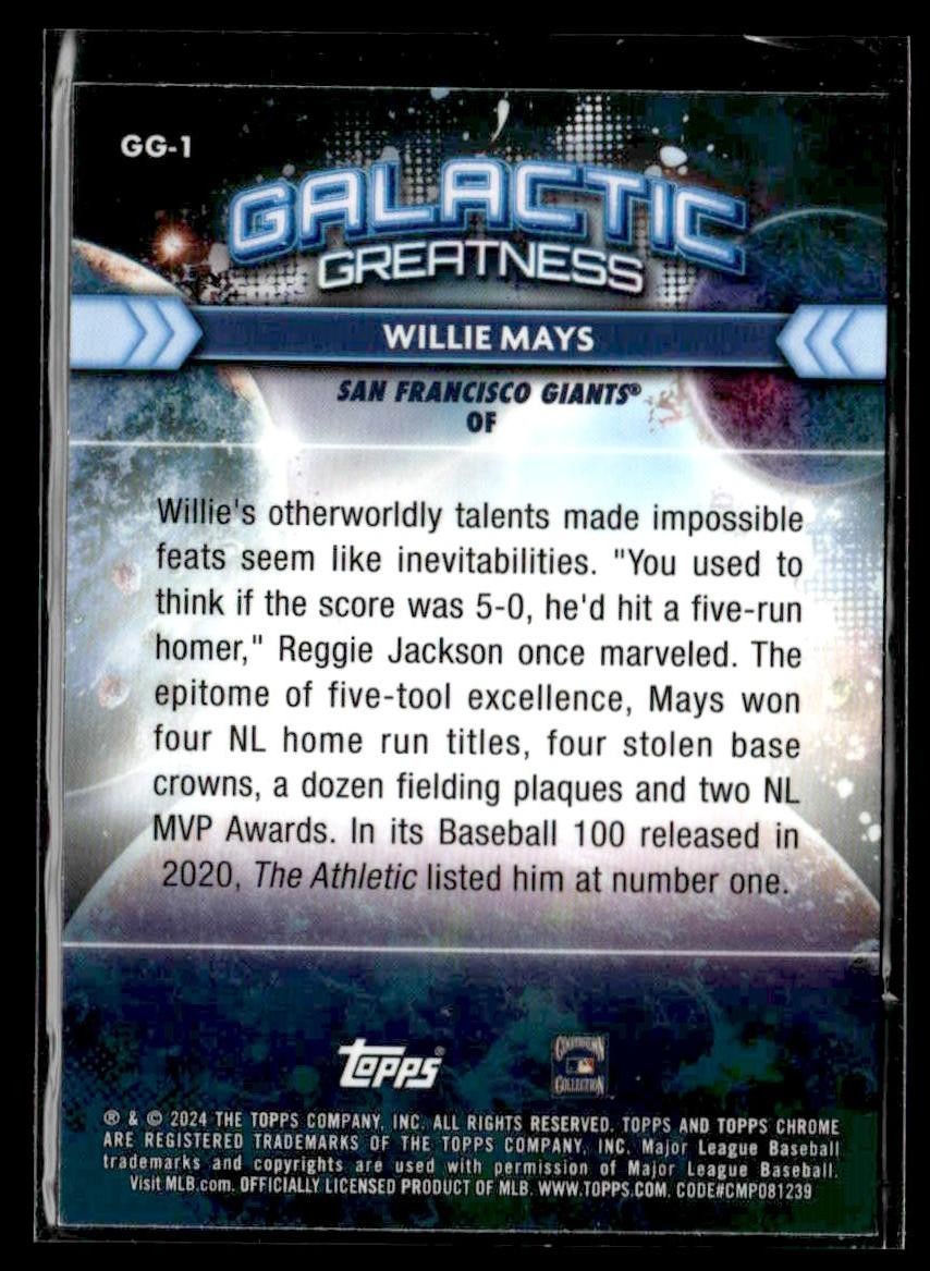 2024 Topps Chrome Cosmic #GG-1 Willie Mays Galactic Greatness