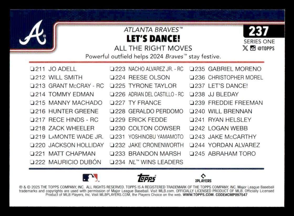 2025 Topps #237 Let’s Dance! All the Right Moves