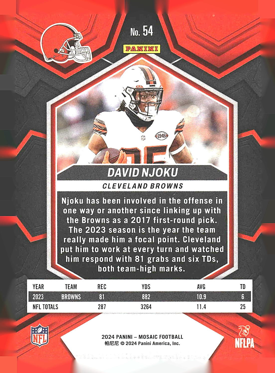 2024 Panini Mosaic #54 David Njoku