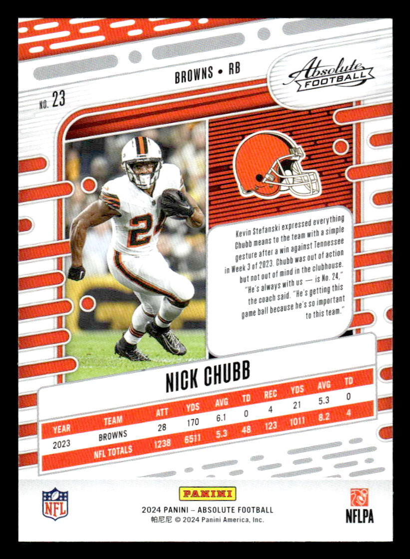 2024 Panini Absolute #23 Nick Chubb Red and Blue