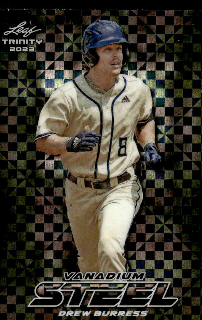 2023 Leaf Trinity #S-19 Drew Burress Steel Vanadium Checkerboard Black