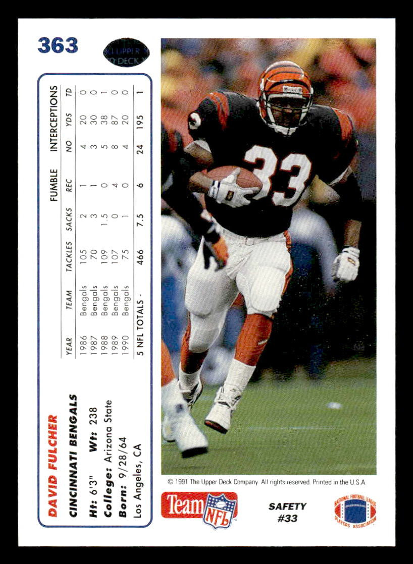 1991 Upper Deck #363 David Fulcher
