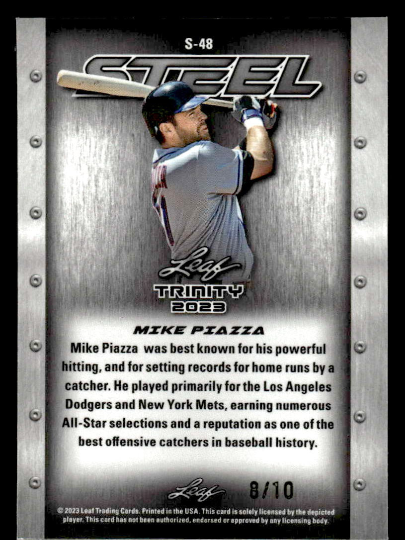 2023 Leaf Trinity #S-48 Mike Piazza Steel Vanadium Checkerboard Silver #/10