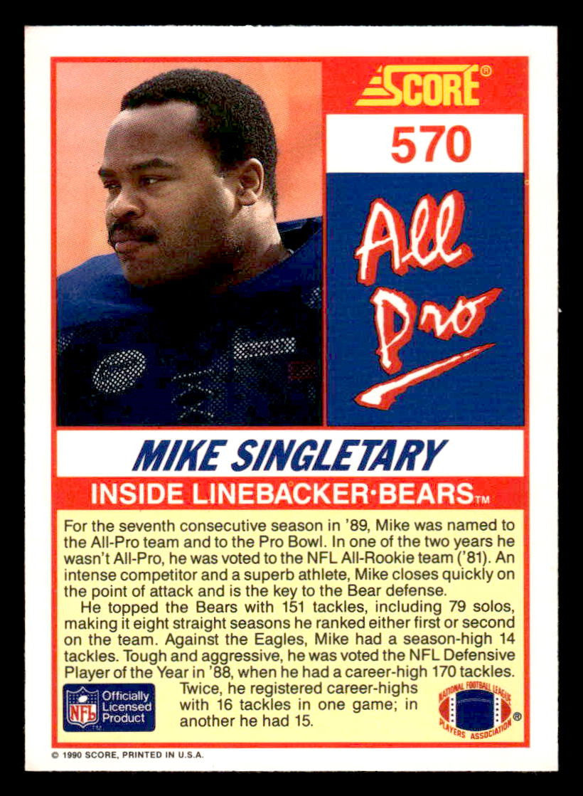 1990 Score #570 Mike Singletary