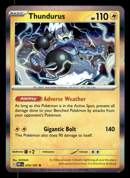 SV03: Obsidian Flames #070/197 Thundurus Holo Rare