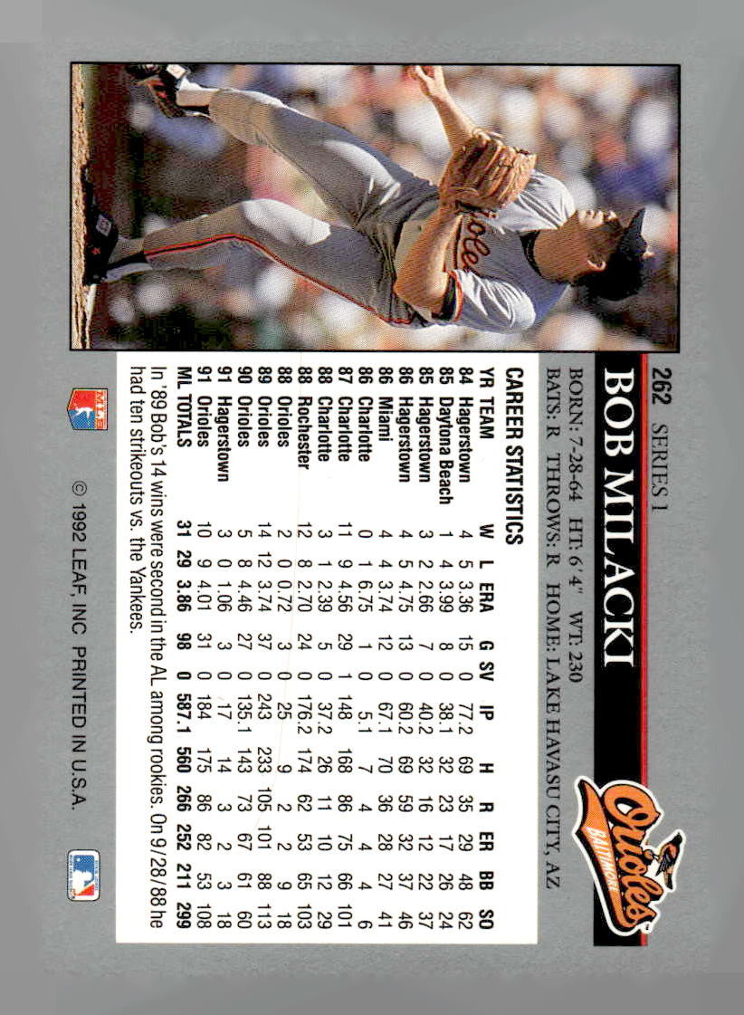 1992 Leaf #262 Bob Milacki