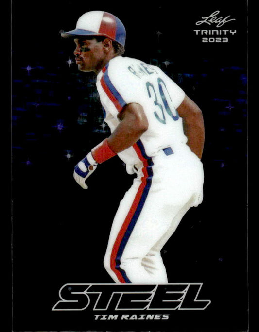 2023 Leaf Trinity #S-74 Tim Raines Steel Stars and Dots Purple #/49