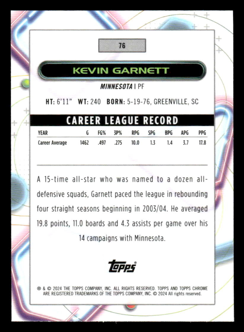 2023-24 Topps Chrome Cosmic #76 Kevin Garnett