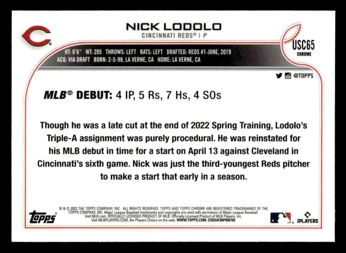 2022 Topps Chrome Update #USC65 Nick Lodolo