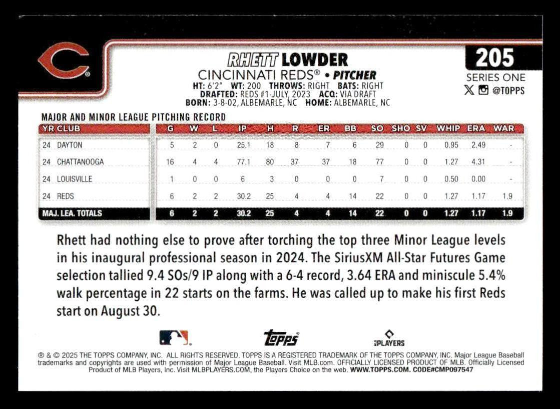 2025 Topps #205 Rhett Lowder