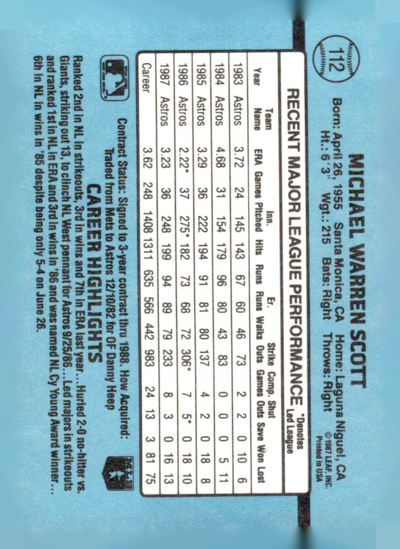 1988 Donruss #112 Mike Scott