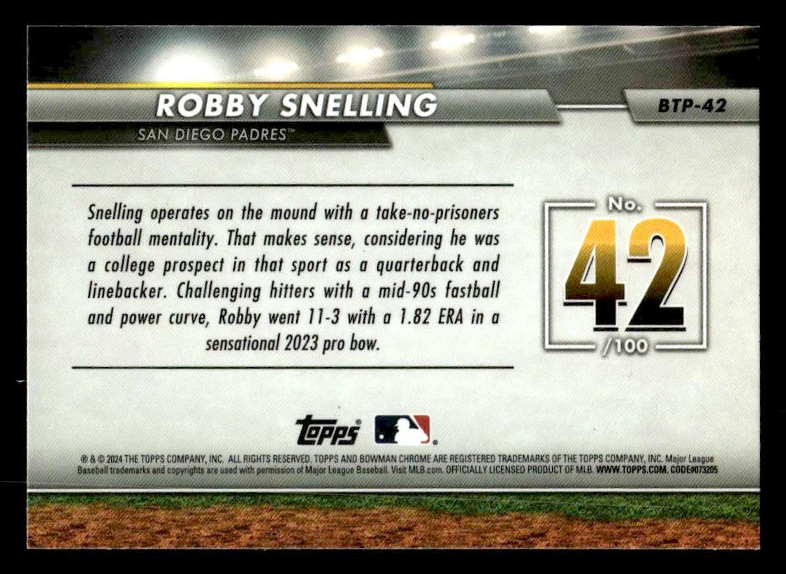 2024 Bowman #BTP-42 Robby Snelling Bowman Scouts' Top 100