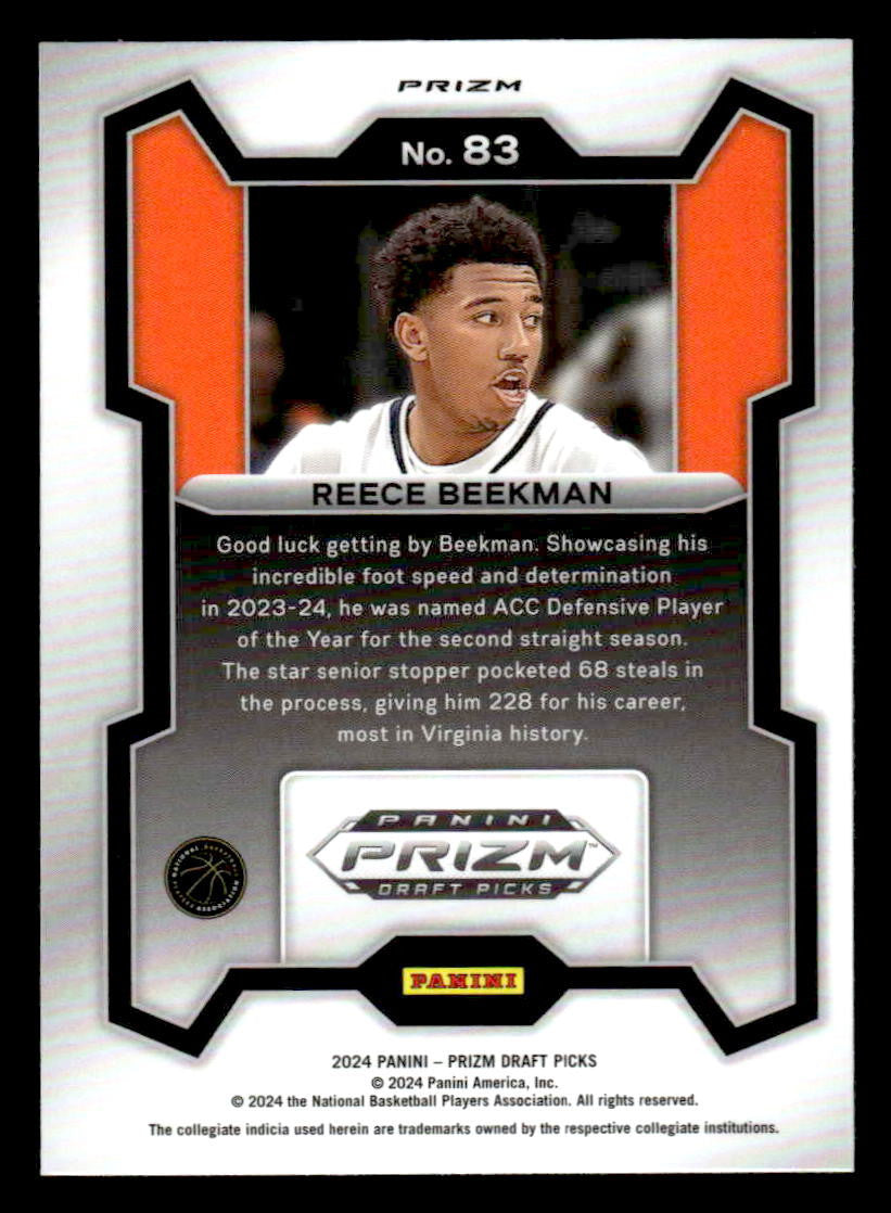 2024 Panini Prizm Draft Picks #83 Reece Beekman Prizms Purple Wave
