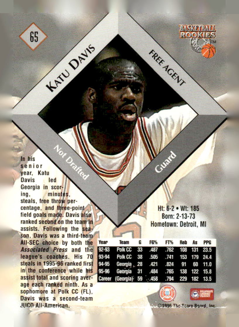 1996 Score Board Rookies #65 Katu Davis