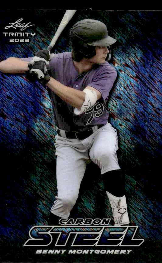 2023 Leaf Trinity #S-7 Benny Montgomery Steel Carbon Shimmer Purple #/8