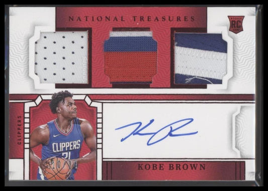 2023-24 National Treasures #RMT-BRO Kobe Brown Rookie Mat Auto Triple Intl #/24
