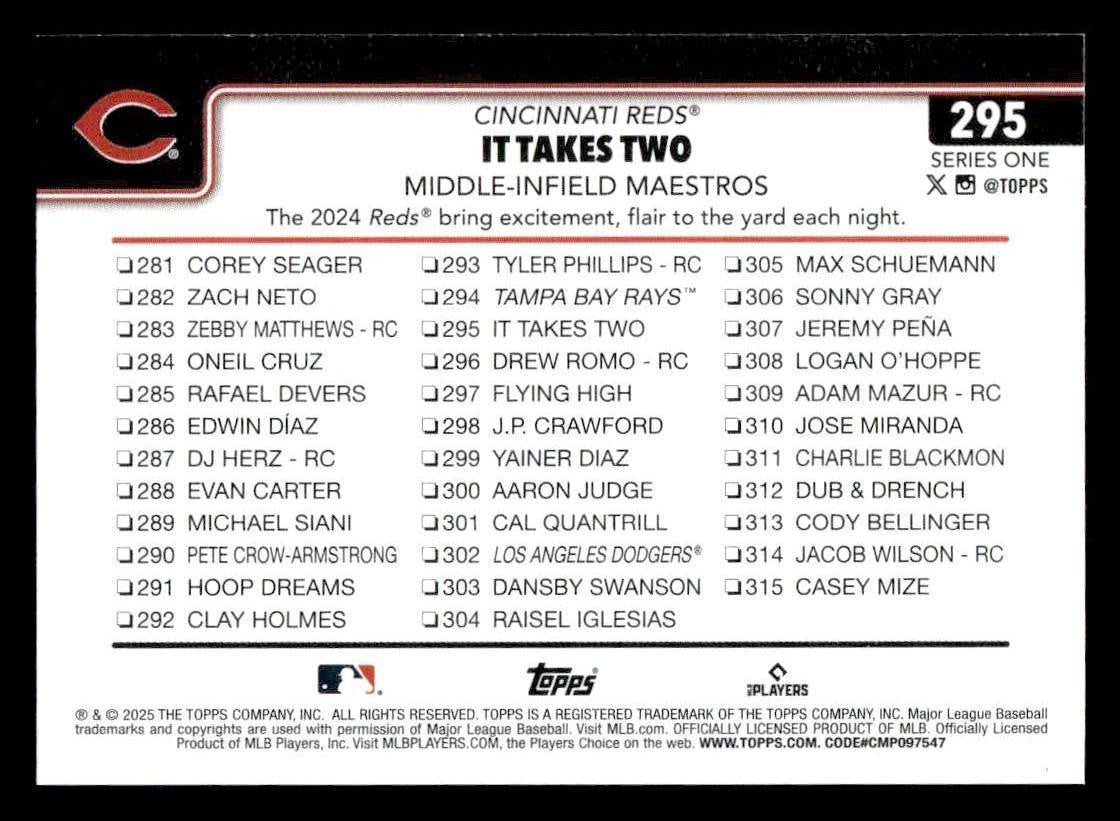 2025 Topps #295 It Takes Two: Middle-Infield Maestros