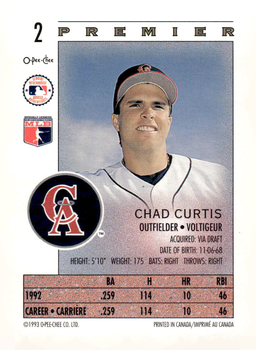 1993 O-Pee-Chee Premier #2 Chad Curtis