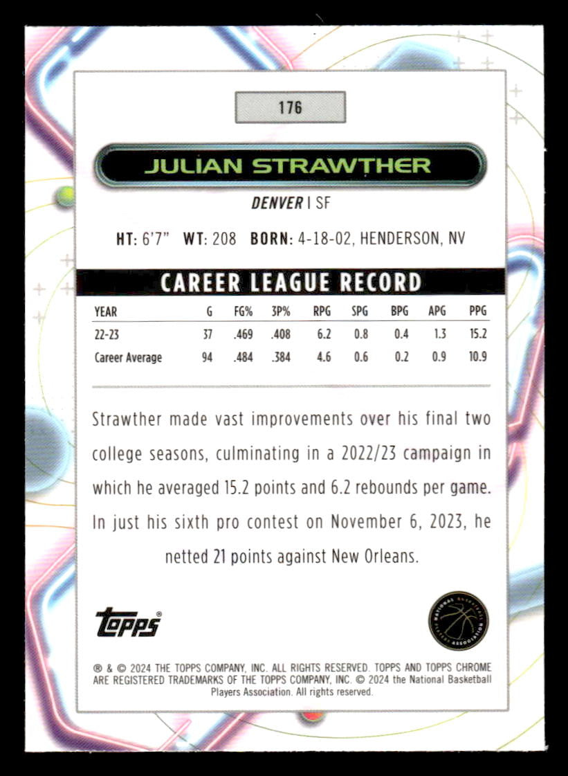 2023-24 Topps Chrome Cosmic #176 Julian Strawther