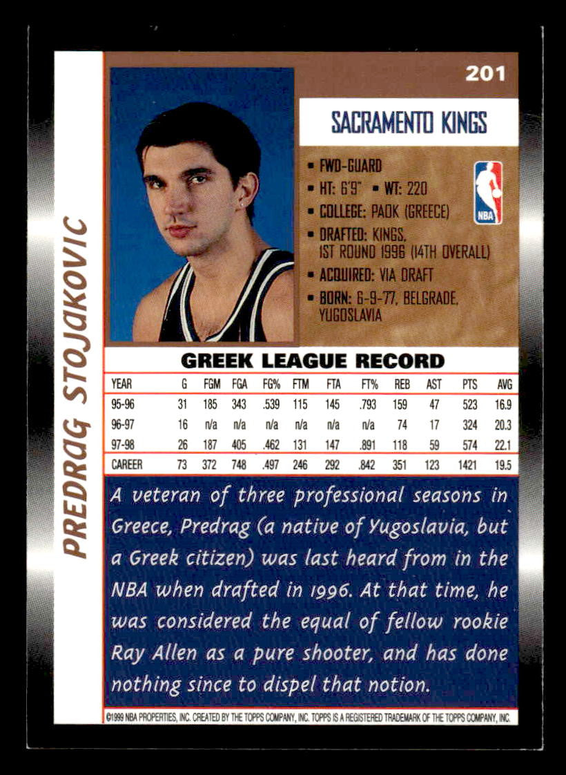 1998-99 Topps #201 Predrag Stojakovic
